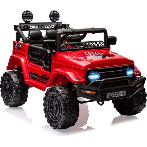 12V Kinder Elektroauto Mit 2,4-Ghz-Fernbedienung, 3 Geschwindigkeitsmodi, Sanftanlauf, LED, MP3/USB/TF, Drahtlose Verbindung, Federung, Sicherheitsgurt, 3+(Rot) (1/5)