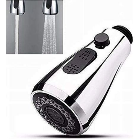 Kitchen sink mixer tap with pull-out spray head and stop button, 2 types of universal heads (1/5)