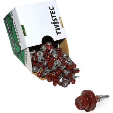 Twistec® Colorhead 6Kt-Bohrschraube 4,8X80 RAL 8012 Rotbraun 100St./Pck