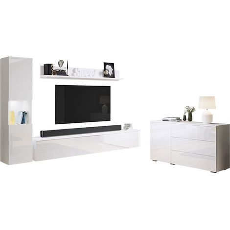 Conjunto de salón Sarasota 132, Blanco + Blanco brillante (1/5)