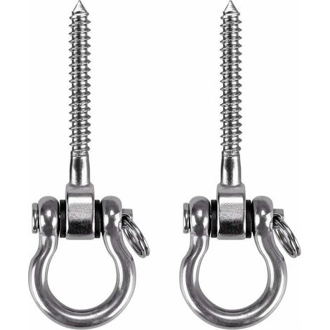 2 Pièces Crochet a Visser, Acier Inoxydable 304 Robuste 180° Crochet Plafond pour Aire de Jeux Intérieure Extérieure Yoga, Hamac ,Corde, Balançoire, Suspendue Chaise, Sac de Boxe , Max 450kg (1/5)