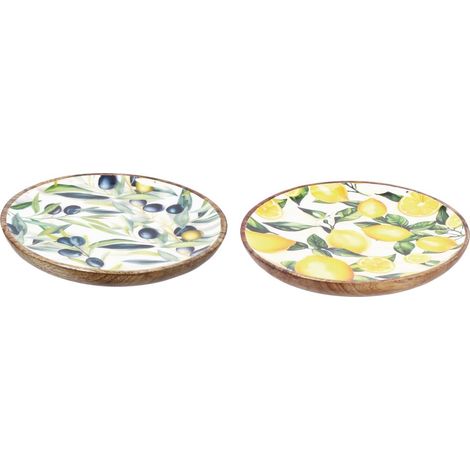 1 Pezzo Piatto da Tavola Tondo in Legno Yari 20 cm 2 Colori