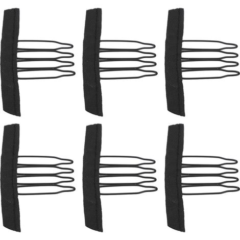 100 peignes à perruque à 4 dents en acier inoxydable, design en arc de cercle, pour extensions de cheveux (1/5)
