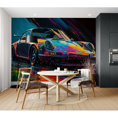 Papier peint Art – voiture colorée moderne - 150 x 250 cm (1/2)
