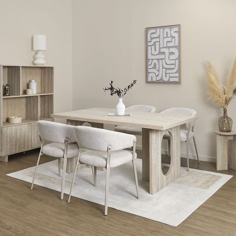 Table - Home Deco Factory - Pietra - élégante - Conviviale - Blanc Et Beige