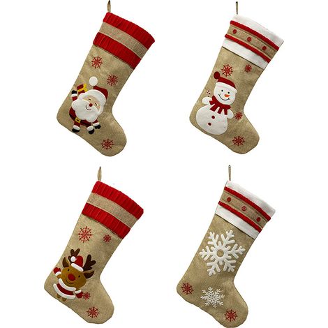 3 grandi calze di Natale appese per albero di Natale, decorazione del camino, Babbo Natale, renne, pupazzo di neve, calze di Natale per caramelle, biscotti, sacchetti regalo, calzini di Natale (3)