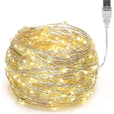 Guirlande lumineuse LED à 100/200/300/400 - Fonctionne avec prise pour l'extérieur et l'intérieur - Pour mariage, Noël, fête, blanc chaud (Warmweiß, 200LED)