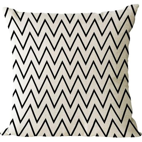 Lot de 4 Housses de Coussin Décoratives Géométriques Noir et Blanc, Taies de Coussins Carrées en Coton et Lin, pour Canapé, Sofa, Extérieur et Maison, 40x40 cm (1/5)