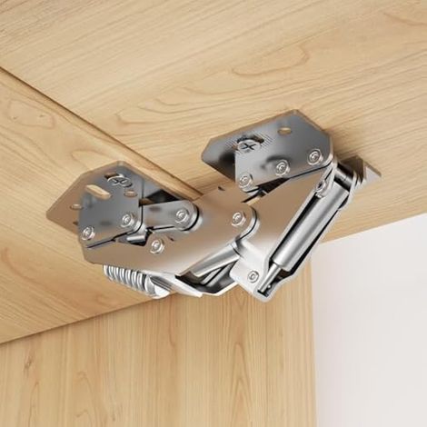 Lot de 2 charnières à fermeture douce à 90° pour portes d'armoire, pas de pré-perçage, charnières de meuble, charnières d'armoire, porte d'armoire, avec amortisseur, pour camping-car (1/4)