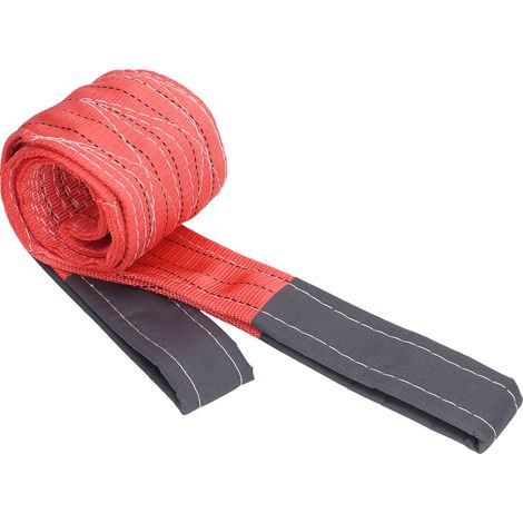 Sangle de levage en polyester rouge, robuste, sans fin, pour charges jusqu'à 5000 kg (11 023 lb), longueur 2 m (6,56 pi). (1/5)