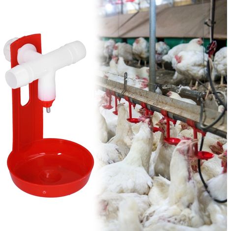 Bebedero automático para pollos con boquilla en T blanca – paquete de 10 unidades – plástico y metal – 10,6 x 6,7 cm (1/5)