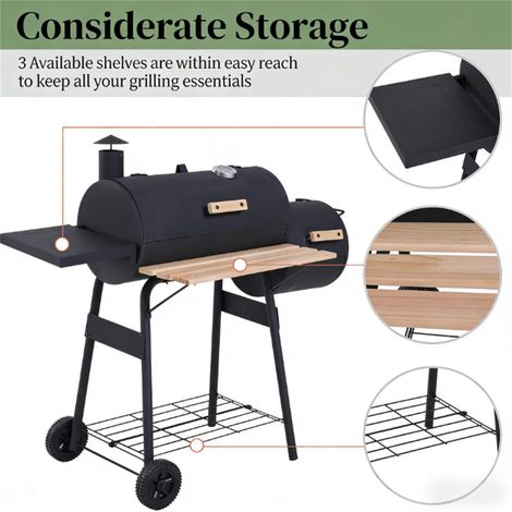 Barbecue à charbon de bois noir, ustensiles de cuisine pour pique-nique dans le jardin, équipement de cuisine portable pour l'extérieur (1/5)