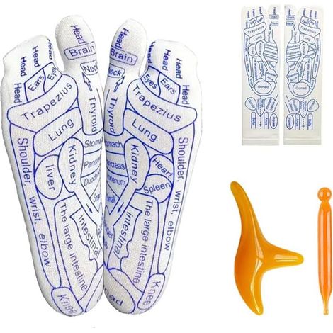 Chaussettes de réflexologie avec outils, ensemble de chaussettes d'acupression et de réflexologie avec outils de massage des points de pression, chaussettes de massage des pieds pour soulager la fatig (1/5)