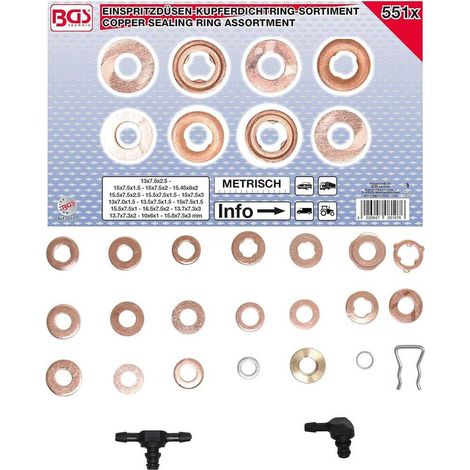Assortiment de Joints en Cuivre pour Injecteur 551 pcs - Cuivre - Étanchéité Fiable et Durable - D-Work (1/5)