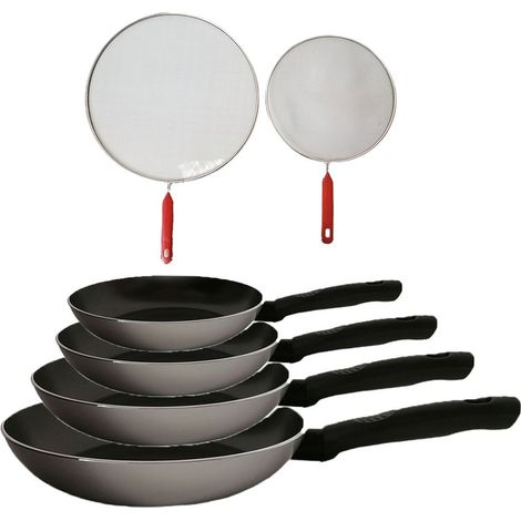 Set 4 Padelle antiaderenti moneta cm18-20-22-24 con 2 para schizzi omaggio fritti fritture uova patate arrosto (1/5)
