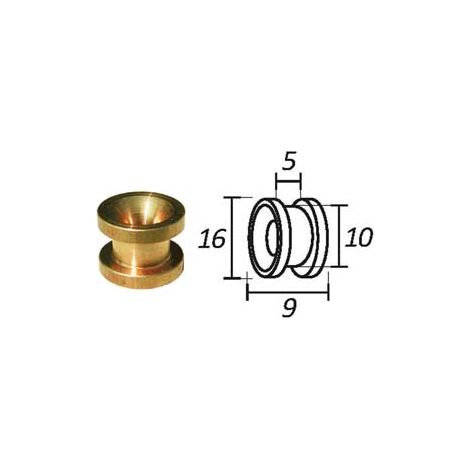 PASSAFILO IN OTTONE PER TESTINE CON SEDE- - ø mm.9, ø esterno mm.16 - 5 pezzi