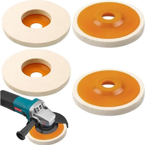 8 Pcs Disque de Polissage Meuleuse D'angle 125mm - Bore Feutre de Laine Roue pour Verre, Céramique, Plastique, Métal, Marbre (1/4)