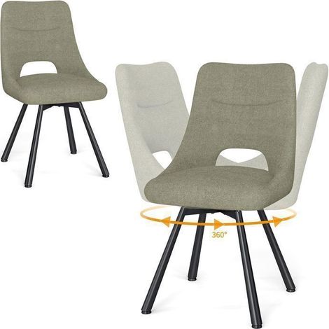 WAFTING Lot de 2 Chaises de Salle à Manger Pivotante à 360°, Chaises de Cuisine avec Pieds en Métal, Marron Gris