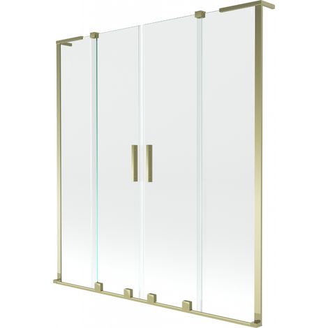 Paravent de baignoire coulissant 2 volets Mexen Velar L Duo 150 x 150 cm, transparent, doré - 896-150-003-02-50 (1/2)
