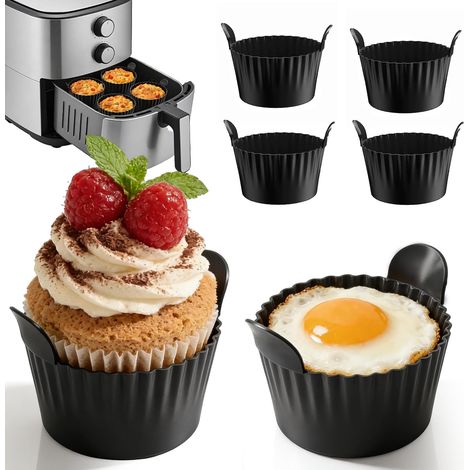 Confezione da 6 teglie per muffin in silicone riutilizzabili e senza BPA, adatte alla friggitrice ad aria. (1/5)