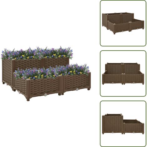 Lit surélevé 80x80x38 cm Polypropylène - Jardinière - Bac De Culture - Planter - Pots De Fleurs - Décoration Extérieur (1/5)