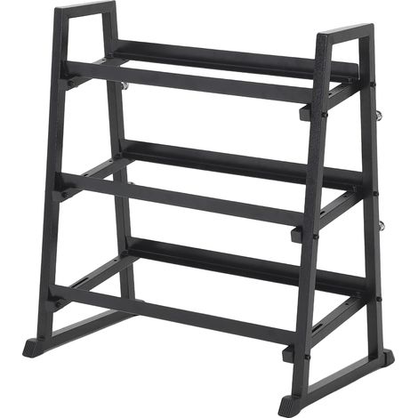 Soporte ajustable para mancuernas, diseño robusto, color negro. (1/2)
