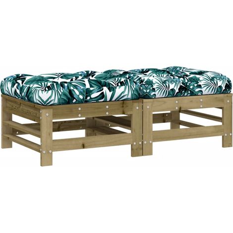 Repose-pieds de jardin, Pouf de jardin,Tabouret et coussins lot de 2 bois pin imprégné CFW55361 (1/5)