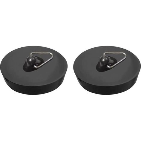 2 Pcs (Noir) Bouchons D'évier en Caoutchouc, Cuisine Bouchons D'évier, Bouchon d'Évier en Caoutchouc avec Anneau de Suspension, pour Baignoire, Cuisine, Salle de Baine (1/5)