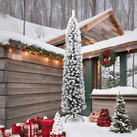 Sapin de Noël  Arbre de Noël artificiel mince flocon de neige vert 240 cm PVC (1/5)