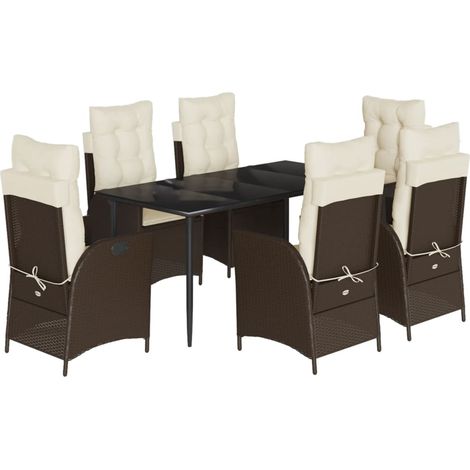Maison Exclusive - Set da Pranzo da Giardino 7pz con Cuscini in Polyrattan Marrone (1/5)