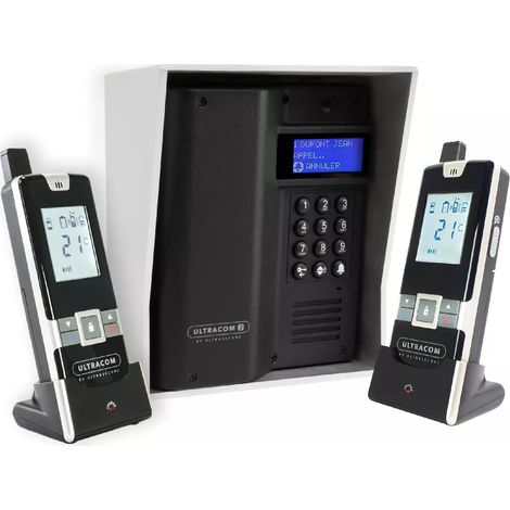 Interphone Drive - autonome 100% sans-fil longue portée (600m) digicode écran LCD - UltraCOM3 NOIR + 2 combinés mobiles (1/5)