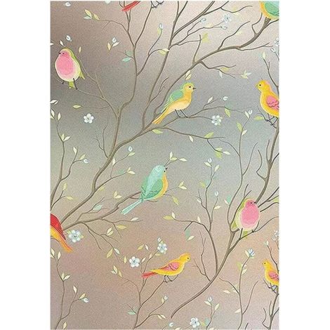 Film autocollant statique pour fenêtre, translucide, opaque, intimité, cellophane, autocollant pour vitre, oiseaux, 30x100 cm (1/4)
