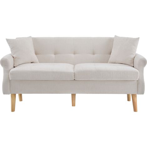 Sofá de 2 plazas de chenilla beige HOMVRA (1/5)