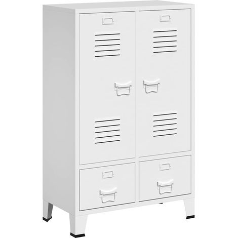 Maison Exclusive - Kleiderschrank Industrie-Stil Weiß 67x35x107 c (1/5)