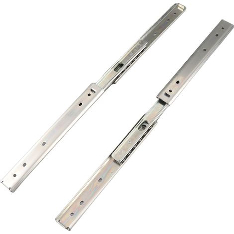 Lot de 2 glissières de tiroir de 200 mm de diamètre et 27 mm de largeur, à extension complète et à 3 plis, en acier laminé à froid, à double couche et roulement à billes. (1/5)