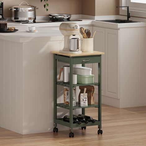 Servierwagen Biel 76x37x37 cm Grün / Holzfarben [en.casa] (1/5)