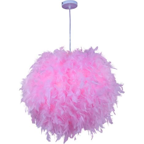 GDHZS-Plafonnier suspendu rétro avec plumes rose--20cm (1/5)
