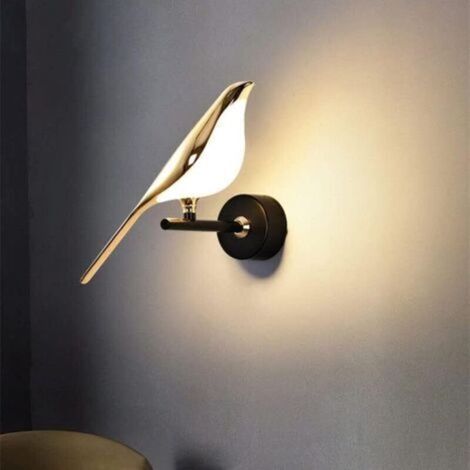 Lampe murale Magpie séjour TV fond Applique murale Lampe de chevet pour chambre d'hôtel de luxe Lampe murale rouge simple et créative pour oiseaux (Single-warm light)