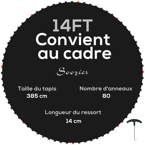Tapis de rechange pour trampoline tapis de saut de remplacement, compatible trampoline Ø 4,3 m et ressorts de 14 cm (1/5)