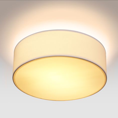 Monzana Lampadario in Stoffa 30 cm Rotondo da Soffitto 1 Fiamma E27 Luce da Soffitto Tessuto per Soggiorno Grigio Nero Tortora Bianco bianco (1/5)