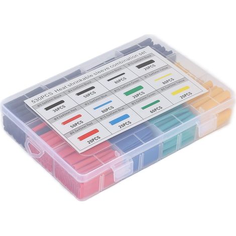 Kit de Tubes Thermorétractables de 530 Pièces, Ensemble Tubes Enroulés Fils électriques Couleur Assortie avec Polyéthylène réticulé pour la Réparation Lignes (1/5)
