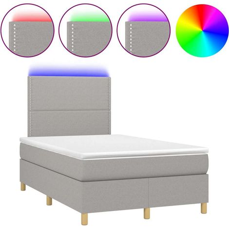 Maison Exclusive - Sommier Ă lattes de lit et matelas et LED Gris clair 120x200 cm (1/5)