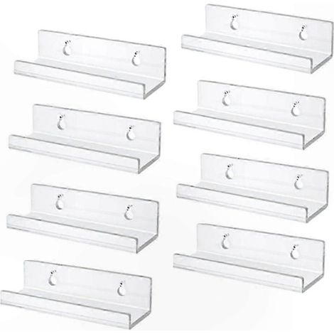 Wandmontiertes Vinyl-Schallplattenregal aus Acryl, Set mit 8 transparenten Ablagen, zur Präsentation von Schallplatten, inklusive Wandhalterung, praktische und stilvolle Organisation (1/5)