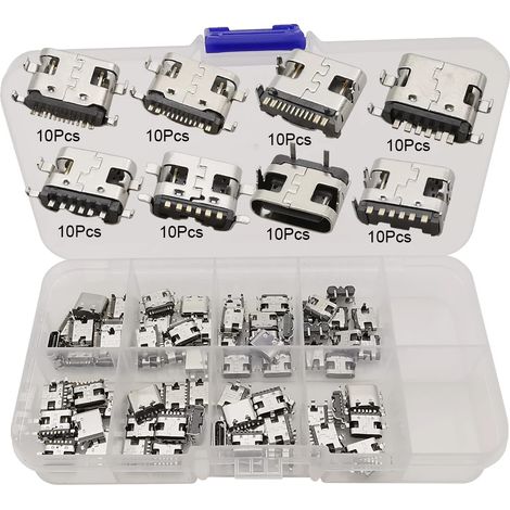 Conectores USB Tipo-C, diseño duradero, múltiples configuraciones de pines, caja de 80 unidades. (1/2)