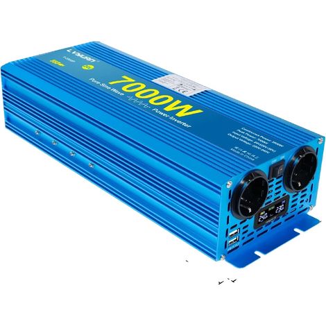DC/AC-Wechselrichter, reiner Sinusausgang, zwei Ausgänge, 7000 W Spitzenleistung, EU-Stecker, 12 V DC, 220 V AC (1/2)