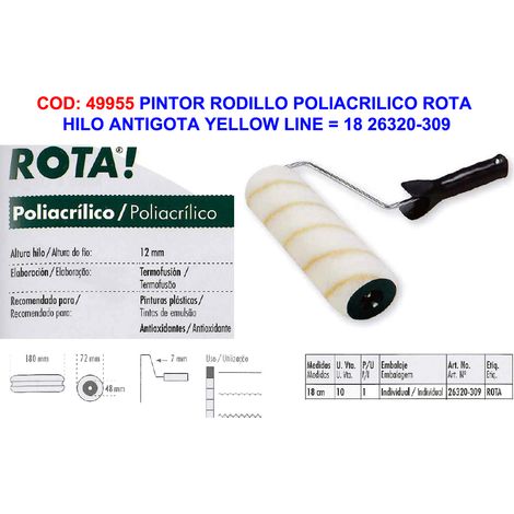 Rodillo de Pintura Antigota para Pared y Techo Yellowlin 18cm