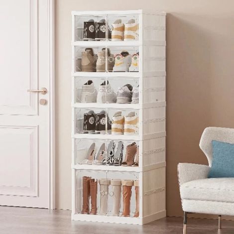 TrAdE Shop Traesio - Scarpiera Pieghevole Per Scarpe Impilabile Trasparente Organizer Senza Installazione - (1/5)