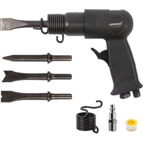 AH150 Kit Marteau Pneumatique à Canon Court avec Retenue à Changement Rapide, 4 Burins, Course de 1-5/8 Pouce, 4500 BPM, Léger