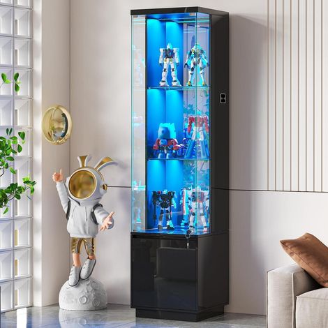 Glasvitrine mit LED, Sensorik & Schublade, abschließbar, 3-lagig (1/5)