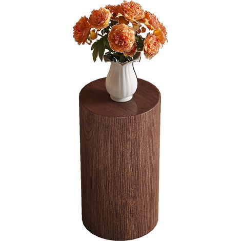 Table basse ronde en MDF imitation noyer 30 cm x 55 cm – Table d'appoint minimaliste pour salon (1/5)
